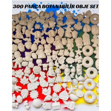 300’LÜ Boyanabilir Obje Seti – Hobi & Sanat Etkinlik Seti + 6 Renk Akrilik Boya + Fırça