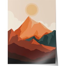 Çerçevesiz Poster, Gün Batımı Dağ Manzarası, Yatak Odası Dekoru Poster No: 107954