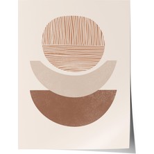 Çerçevesiz Poster, Bej Renkli Modern Formlar Abstrakt Çizim, Salon Dekoru Poster No: 107958