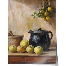 Çerçevesiz Poster, Eski Sürahi ve Tabak Natürmort, Mutfak Dekoru Poster No: 108583