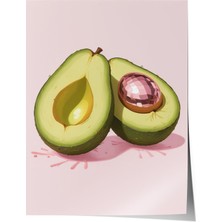 Çerçevesiz Poster, Kesilmiş Avokado Gerçekçi Stil, Mutfak Dekoru Poster No: 109419