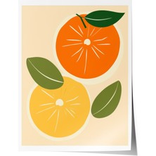 Çerçevesiz Poster, Turuncu Limon Illüstrasyonu, Mutfak Dekoru Poster No: 108017