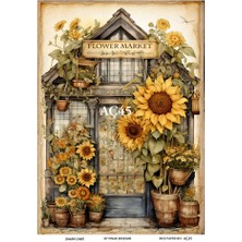 Ayçiçeği Serisi Aç45 Ayçiçek Deseni 30*42 cm Pirinç Dekopaj