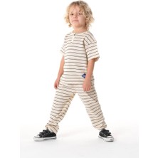 Çocuk Çizgili Ikili Waffle Kumaş Takım – Kısa Kol Tişört & Pantolon