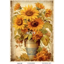 Ayçiçeği Serisi Aç19 Ayçiçek Deseni 30*42 cm Pirinç Dekopaj