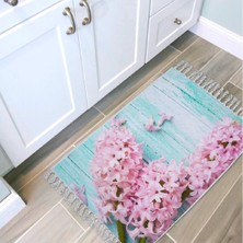 Zethome Banyo Halısı Dijital Baskılı Banyo Paspası 50X80 Polyester Kaymaz Tabanlı Duş Paspası Lilac