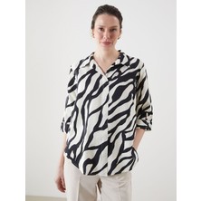 Lc Waikiki Yeni Sezon Zebra Desenli Oversize Kadin Gomlek - S5KT46Z8