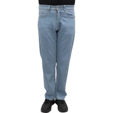 Hacker Fistan Store Erkek Buz Mavisi Yüksek Bel Rahat Kesim Boru Paça Büyük Beden Jean Pantolon