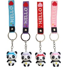 Mini Anahtarlık Sevimli Panda Karakter Figür 4'lü