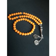 Mryart Turuncu Cam Boncuk Tesbih ve Bileklik Set
