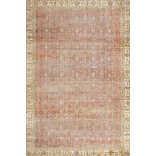 Hali.Net 120x300 cm Kırmızı Kiremit Rengi Bitkisel Vintage Çiçekli Halı | Salon Yatak Odası Halısı | Hav Vermez Leke Tutmaz | SRK_VİNTAGE-131