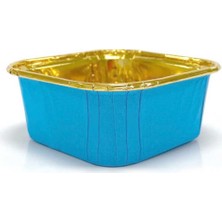 Kap Kek Kapsülü Karton Metalize Kare Mavi Pk:25