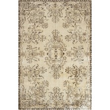 Hali.Net 80x150 cm Kahverengi Bej Bitkisel Vintage Klasik Halı | Salon Mutfak Halısı | Hav Vermez Leke Tutmaz | SRK_VİNTAGE-121