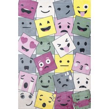 Pembe Geometrik Etnik Modern Desenli Pamuk Makinada Yıkanabilir Hav Toz Vermez Leke Tutmayan Kaymaz Taban Dijital Makine Baskı Salon Yolluk Mutfak Halı