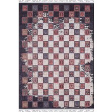 Trzebiatow Kırmızı Modern Etnik Desenli Makinada Yıkanabilir Hav Toz Vermez Leke Tutmayan Kaymaz Taban Dijital Makine Baskı Salon Yolluk Mutfak Halı