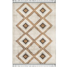 Hali.Net Bej Elmas/baklava Bohem/modern Geometrik Yıkanabilir Halı | Salon Yolluk Halısı | Leke Tutmayan Kaymaz Taban Kaymaz Yıkanabilir