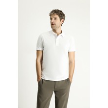 Slim Fit Dar Kesim Nakışlı Pamuk Polo Yaka Tişört