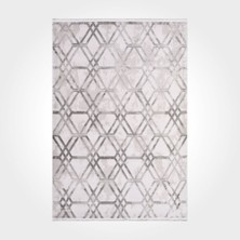 Bespoky 100x150 cm Gri Royal Modern Etnik Yıkanabilir Halı | Mutfak Balkon Yatak Odası Halısı | Leke Tutmayan Kaymaz | ROYAL-14683K