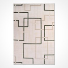 Bespoky 80x150 cm Krem Karen Modern Etnik Yıkanabilir Halı | Mutfak Balkon Yatak Odası Halısı | Leke Tutmayan Kaymaz | KAREN-6416AK