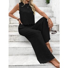 Ag Shoppings Kadın Sıfır Kollu Bisiklet Yaka Arkadan Bağlamalı AER8BIN Bluz ve Pantolon Ikili Takım