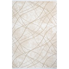 Bespoky 80x150 cm Krem Karen Modern Etnik Yıkanabilir Halı | Mutfak Balkon Yatak Odası Halısı | Leke Tutmayan Kaymaz | KAREN-6111A