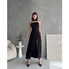 Arben Boutique Kadın  Boğaz Kolsuz Maxi Boy Kalem Elbise