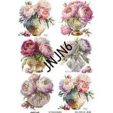 Janjan Serisi Jnjn6 Pastel, Çiçek Desenli 30*42 cm Pirinç Dekopaj