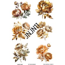 Janjan Serisi JNJN11 Pastel, Çiçek Desenli 30*42 cm Pirinç Dekopaj