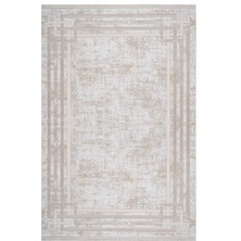 Hali.Net 80x150 cm Bej Beige Etnik Lüks Çerçeveli Mikrofiber Halı | Mutfak Balkon Salon Halısı | Hav Vermez Leke Tutmaz Çabuk Kuru | 1055A-BEİGE