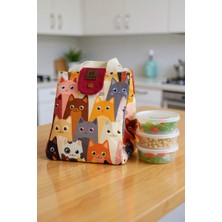 Çocuklar ve Yetişkinler Için Rengarenk Desenli Yemek-Beslenme Çantası