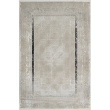 Hali.Net 80x150 cm Gri Grey Etnik Lüks Çerçeveli Mikrofiber Halı | Mutfak Balkon Salon Halısı | Hav Vermez Leke Tutmaz Çabuk Kuru | 1085-GREY