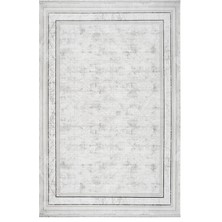 Hali.Net 80x300 cm Gri Roma Etnik Lüks Çerçeveli Mikrofiber Halı | Yolluk Koridor Mutfak Halısı | Hav Vermez Leke Tutmaz Çabuk Kuru | ROMA-1103G