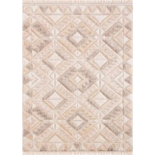 Kajol Geometrik Bej Polyester Dikdörtgen Modern Desenli Akrilik Hav Vermeyen Leke Tutmayan Kolay Temizlenen Yumuşak Makine Salon Yolluk Mutfak Halı