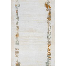 Hali.Net Krem Distressed Çizgisel Modern Soyut Yıkanabilir Halı | Salon Yolluk Halısı | Leke Tutmayan Kaymaz Taban Kaymaz Yıkanabilir