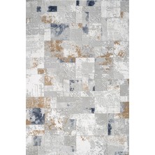 Hali.Net 80x150 cm Krem Açık Gri Bloklu Modern Soyut Yıkanabilir Halı | Salon Mutfak Halısı | Leke Tutmaz Hipoalerjenik | CREA_COSMOS-7638A
