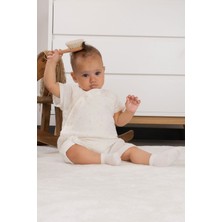 Organik Pamuk Müslin Ekru Kruvaze Bebek Şort Tulum