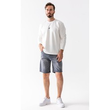 Erkek Rahat Kesim %100 Pamuklu Kot Şort Gri - 5328