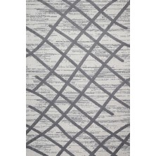 Hali.Net 80x150 cm Gri Açık Gri Baklava Deseni Modern Geometrik Yıkanabilir Halı | Salon Mutfak Halısı | Leke Tutmaz Hipoalerjenik | CREA_BELEZZA-8632BYK