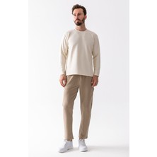 Erkek Beli Lastikli Cep Detaylı Jogger Pantolon Açık Haki - 8079