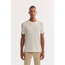 AVVA Erkek Ekru Bisiklet Yaka Soft Touch Bi-Stretch Baskılı Regular Fit T-Shirt A52Y1022