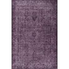 Hali.Net 75x150 cm Mor Soyut Vintage Eskitme Halı | Salon Mutfak Halısı | Hav Vermez Leke Tutmaz | BA28-DİKDÖRTGEN