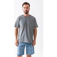 Jb Erkek Bisiklet Yaka J Baskılı %100 Pamuklu T-Shirt Açık Haki - 5446-2