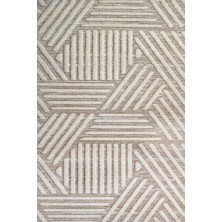 Bespoky 80x150 cm Bej Krm Modern Lüks Yıkanabilir Halı | Mutfak Balkon Yatak Odası Halısı | Leke Tutmayan Kaymaz | KRM_LOOP-006A