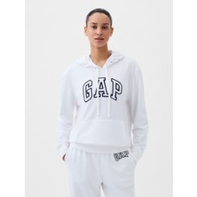 Gap Kadın Beyaz Gap Logo Havlu Kumaş Sweatshirt