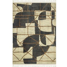 Bespoky 80x150 cm Bej Modern Zen Yıkanabilir Halı | Mutfak Balkon Yatak Odası Halısı | Leke Tutmayan Kaymaz | Z-4085
