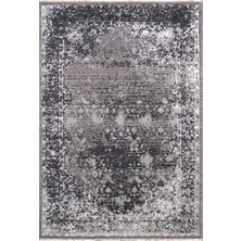 Bespoky 85x143 cm Antrasit Demirci Modern Etnik Yıkanabilir Yün Halı | Mutfak Balkon Yatak Odası Halısı | Leke Tutmayan Kaymaz