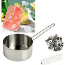 Mum Yapım Seti Mum Eritme Kabı 500ML Gül Kalp Mum Kalıbı Mum Fitili 2 M ve Tutacağı 20LI Seti