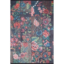 Biezun Siyah Patchwork Etnik Modern Desenli Makinada Yıkanabilir Hav Toz Vermez Leke Tutmayan Kaymaz Taban Dijital Makine Baskı Salon Yolluk Mutfak Halı