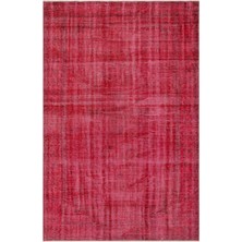 Atina Kırmızı Eskitme Yün Modern Desenli Yün Hav Toz Vermez Leke Tutmayan Salon Yolluk Mutfak El Dokuma Halı