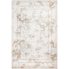 Hali.Net Krem Geometrik Modern Vintage Eskitme Yıkanabilir Halı | Salon Yolluk Halısı | Leke Tutmayan Kaymaz Taban Kaymaz Yıkanabilir